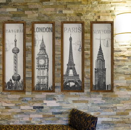 Wallity KZM388 Cuadro Decorativo de 4 Piezas en MDF y Madera de Pino